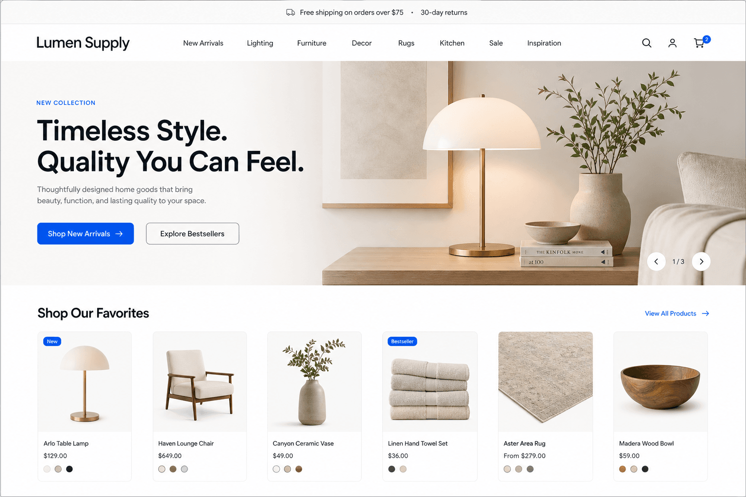 Lumen Supply ecommerce website preview